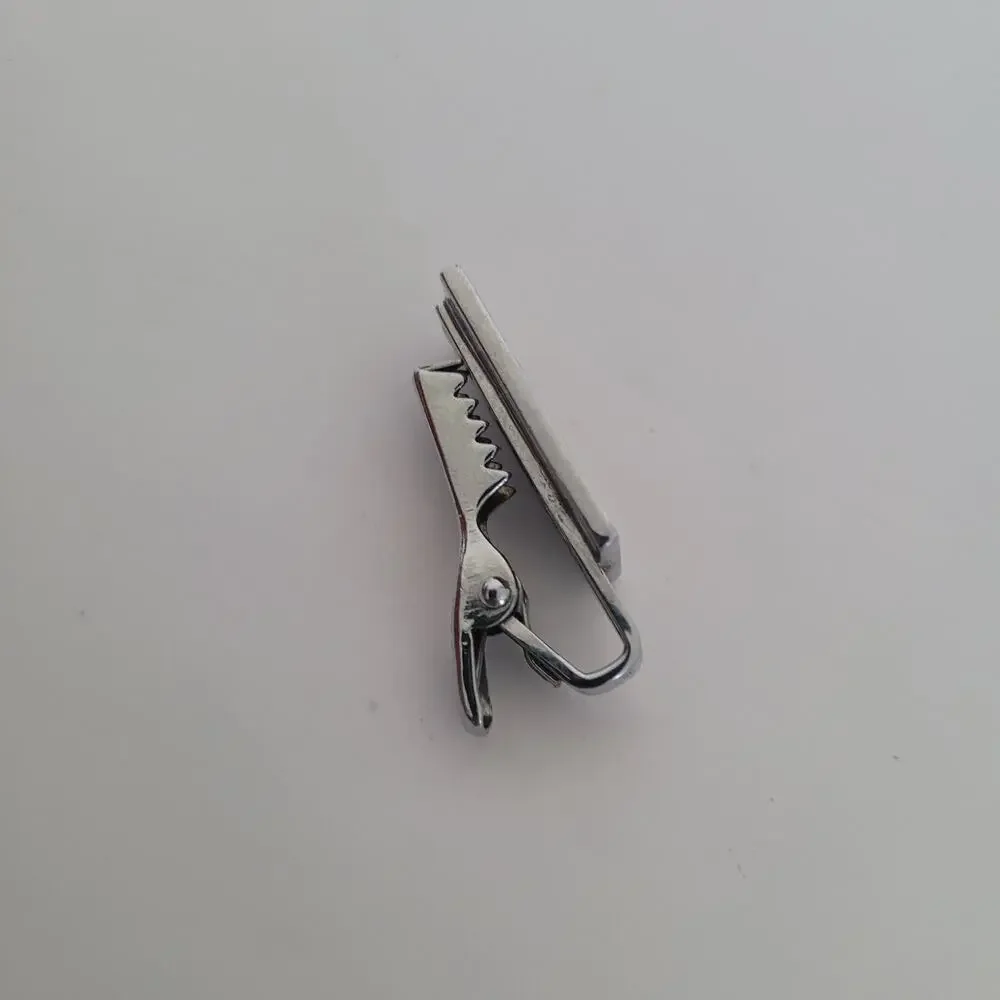 Locomotive Retro Silver Tone Tie Bar Clip Tac Clasp‎ Rectangle Vintage Small